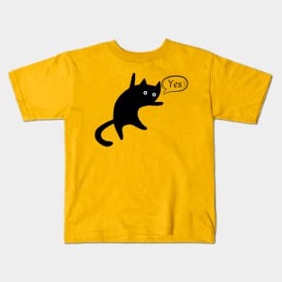 Black Cat Says yes Kids T-Shirt
